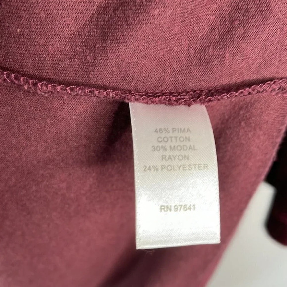 PURE JILL Velvet Tunic Dress Top Burgundy Soft Pockets Long Sleeve Pullover XS - Picture 9 of 12